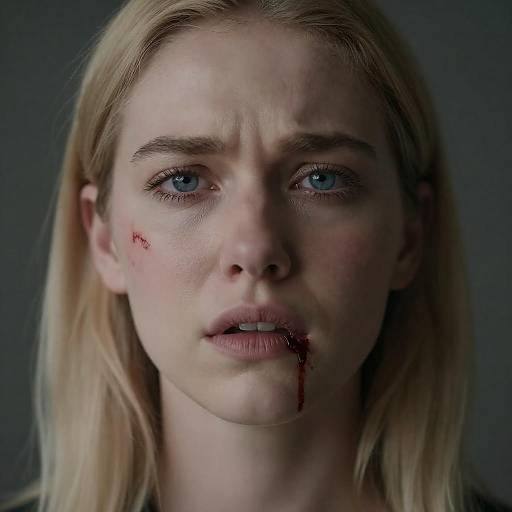 Distressed Blonde Woman in Close-Up