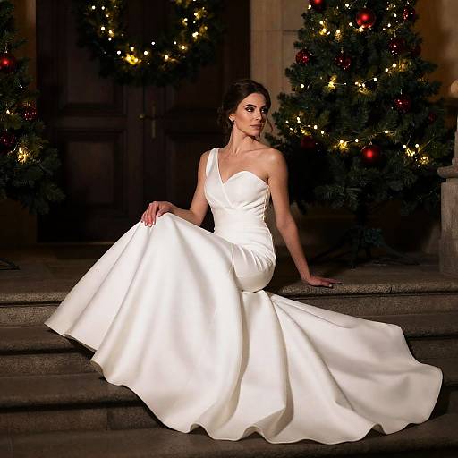 Elegant Bride Amidst Christmas Decor