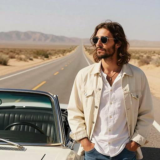 Jesus with Sunglasses by Convertible