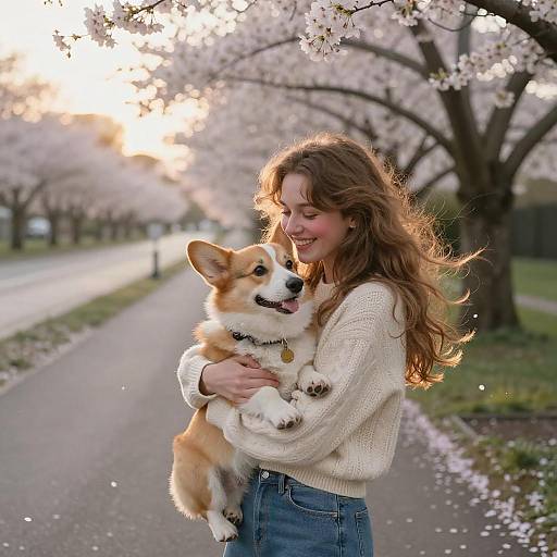 Cozy Cherry Blossom Stroll at Sunset