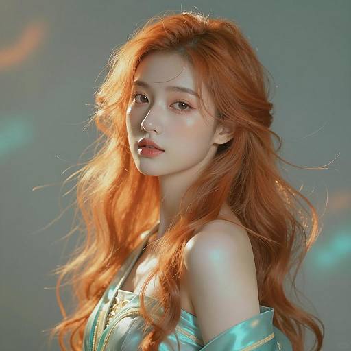 Fantasy Portrait of Woman with Orange and Turquoise Hair