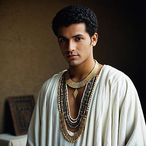 Young Man in Traditional Egyptian Dress and Jewelry