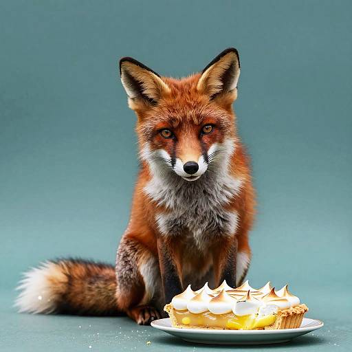 Majestic Fox Nibbling Lemon Meringue Pie