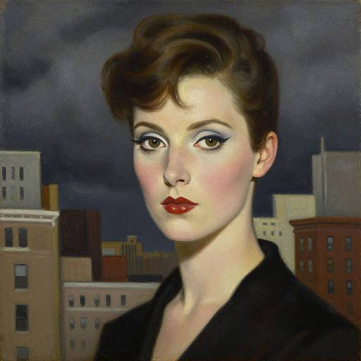 Beatnik Woman in Moody Cityscape