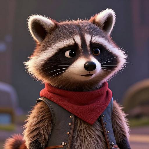 Charming Cartoon Raccoon Adventurer