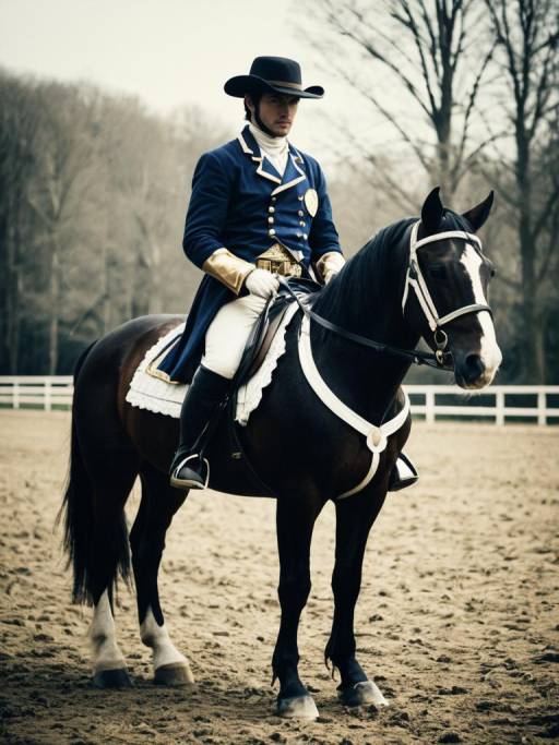 Man in Historical Equestrian Costume on Horse