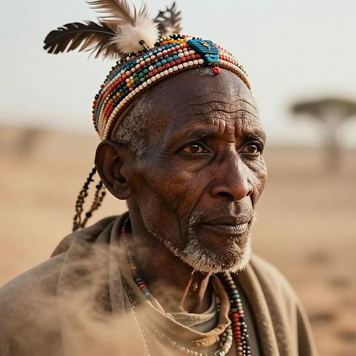 Portrait of African Sage in Warm Light
