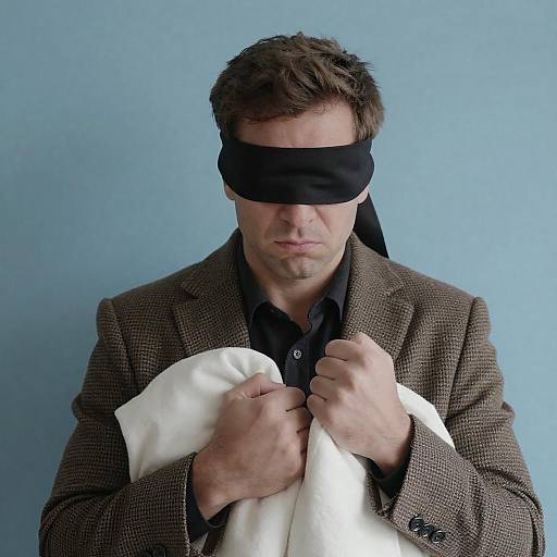 Intense Portrait of a Blindfolded Man