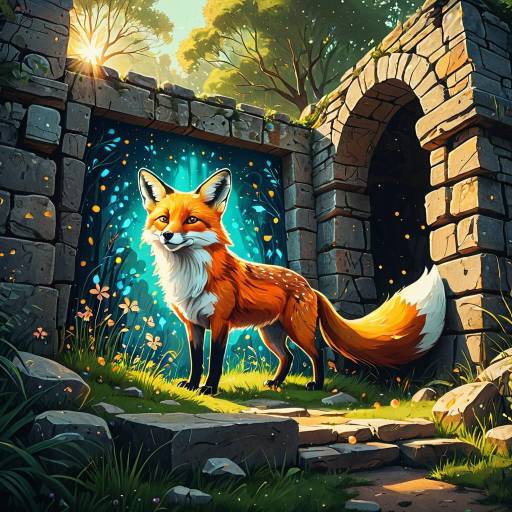 Playful Fox Creating Colorful Mural Playful Fox Creating Colorful Mural