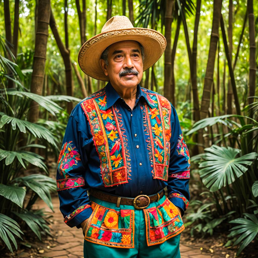 Vibrant Elderly Man in Traditional Attire