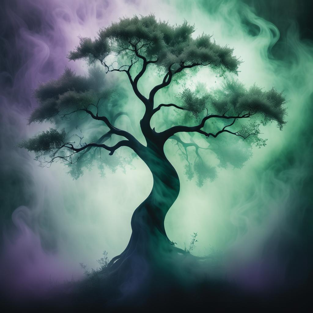 Ethereal Tree Silhouette in Smoky Colors