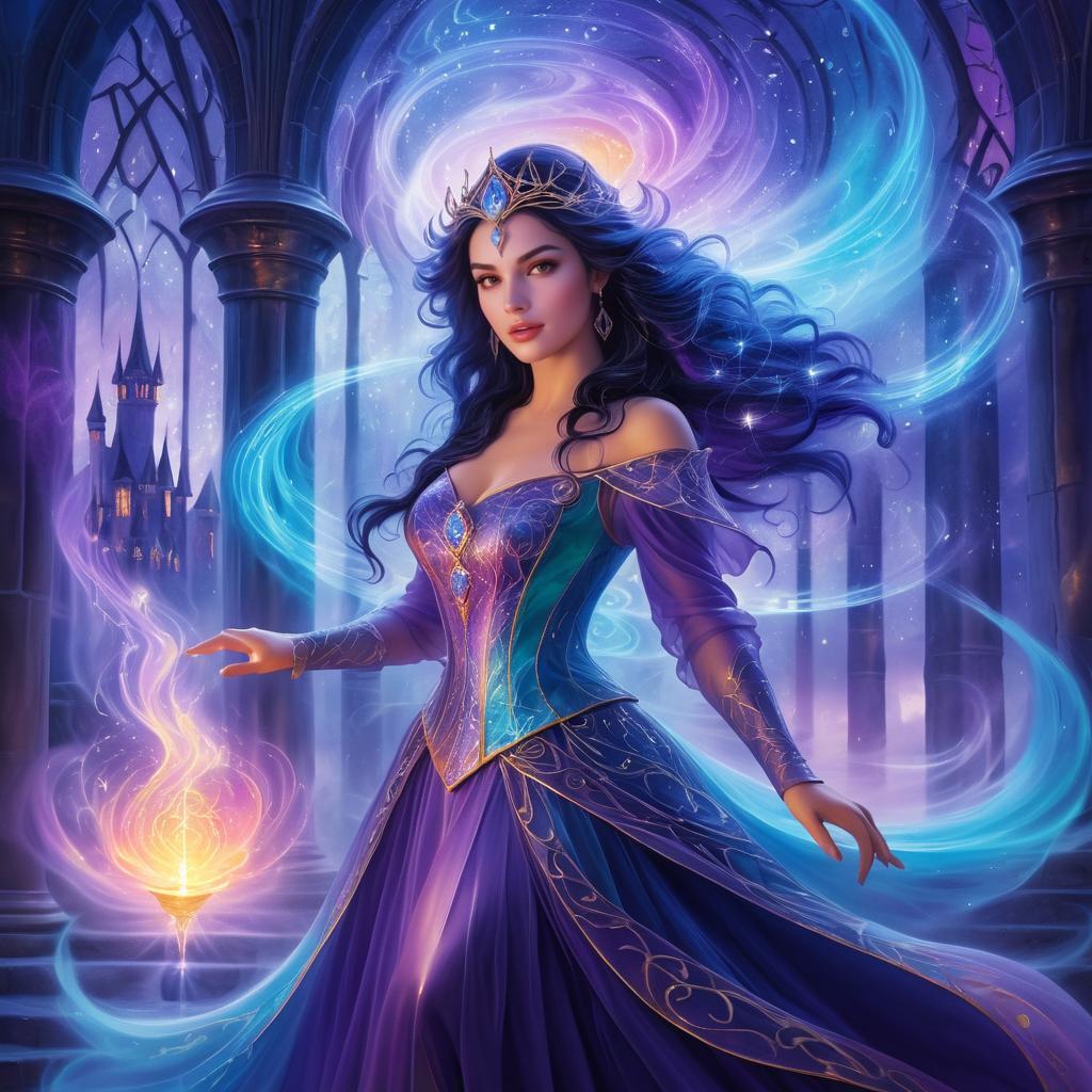 Enchanting Sorceress in Twilight Castle