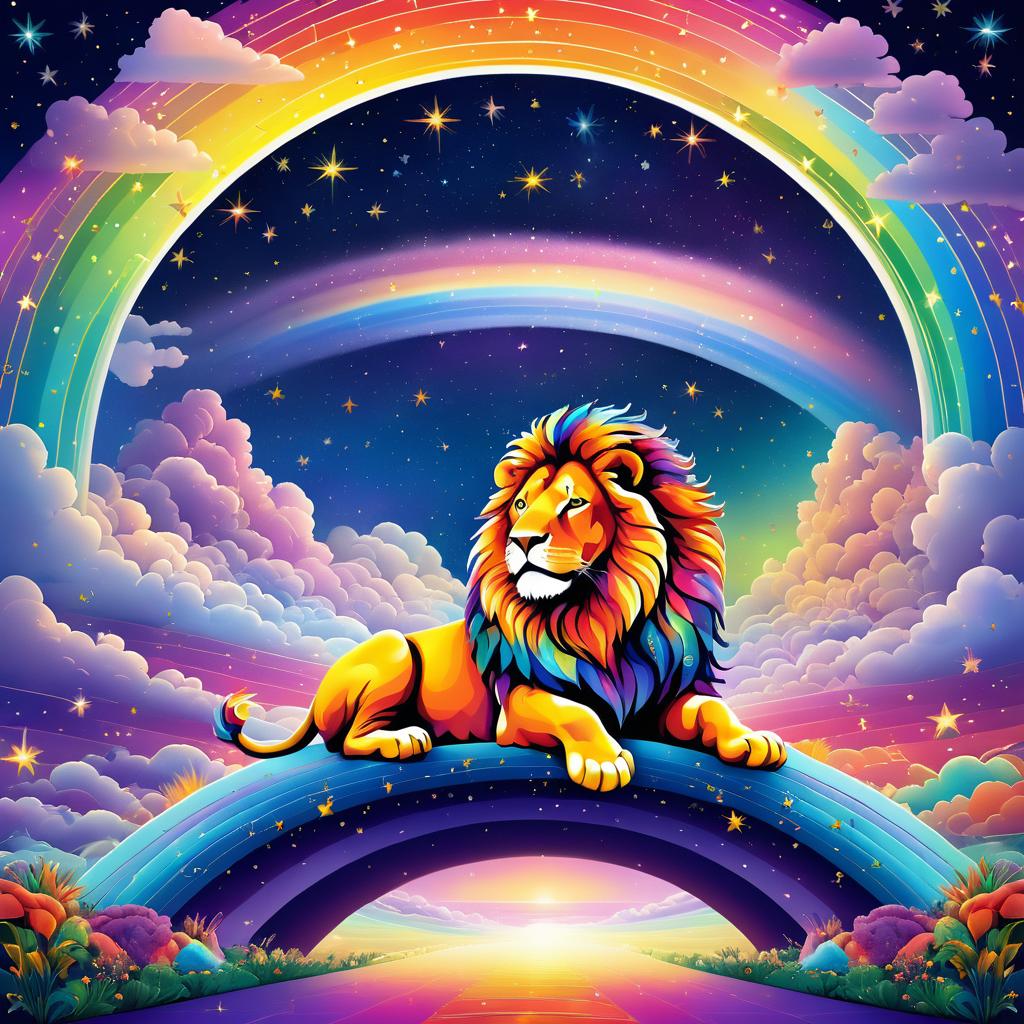 Surreal Lion on Rainbow Arch Artwork