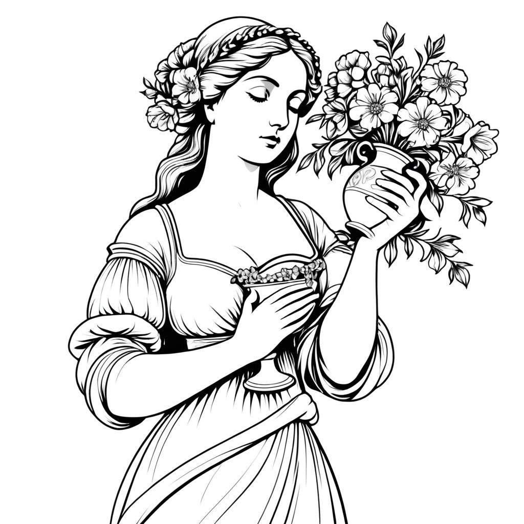 Renaissance Woman with Vase of Flowers