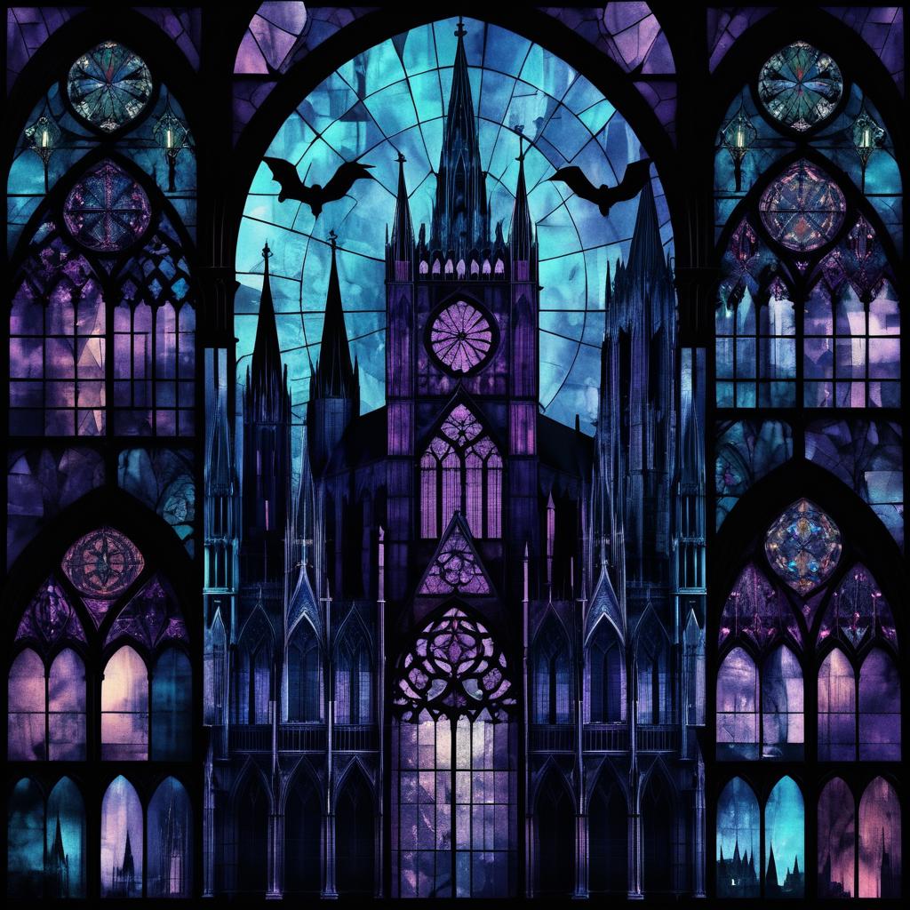 Gothic Architecture Collage with Dark Hues