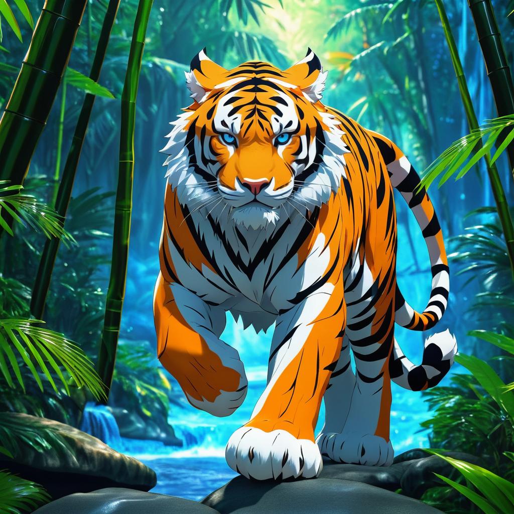 Heroic Tiger Warrior in Dense Jungle