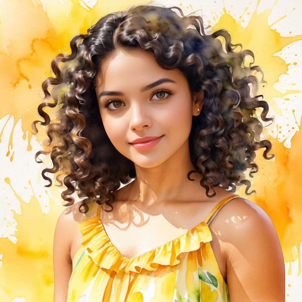 Charming Hispanic Girl in Watercolor Art