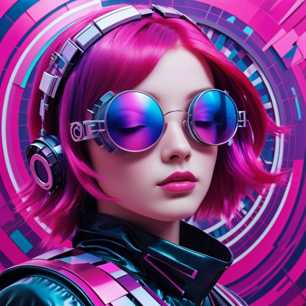 Futuristic Girl with Magenta Hair