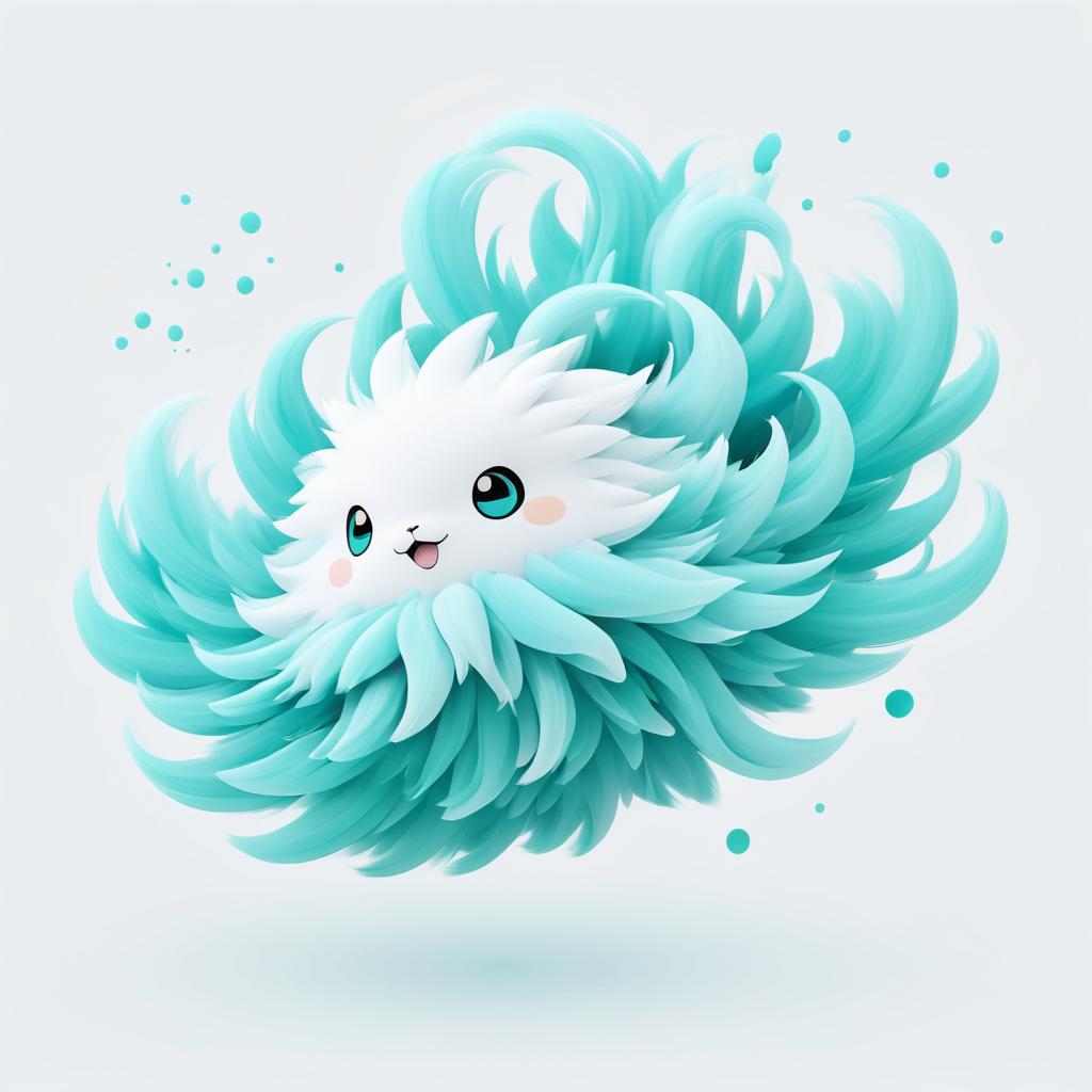 Playful Anime Cloud Creature Illustration