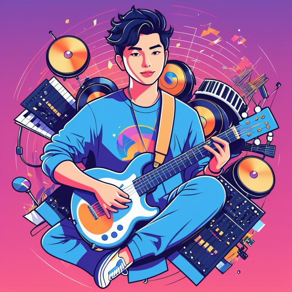 Vector Art of Asian Musician Cartoon Character