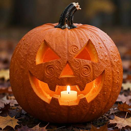 Intricate Realistic Pumpkin Carving Scene