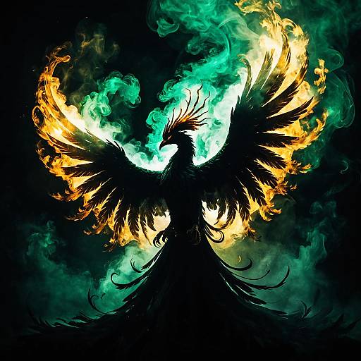 Ethereal Phoenix with Glowing Smoke Effects