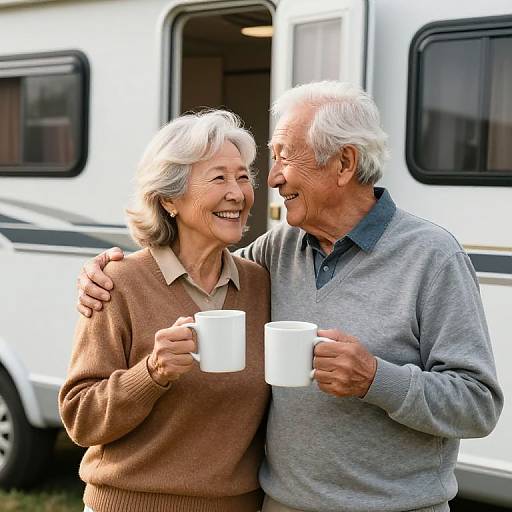 Joyful Elderly Couple RV Living
