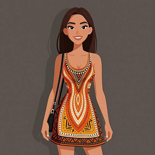 Bohemian Woman in Tribal Mini Dress