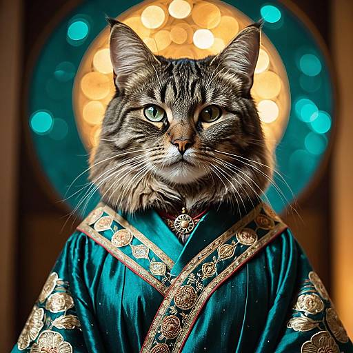 Majestic Tabby Cat in Traditional Royal Robes