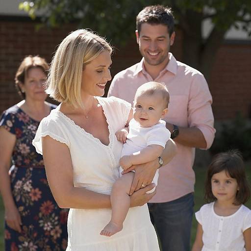 Joyful Family Outdoors in a Sunny Setting