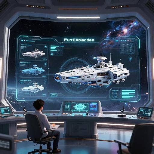 Futuristic AI Ship Design Interface