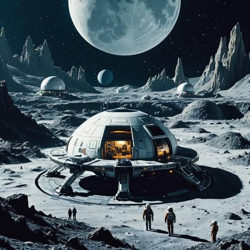 Futuristic Lunar Colony with Dome Habitats