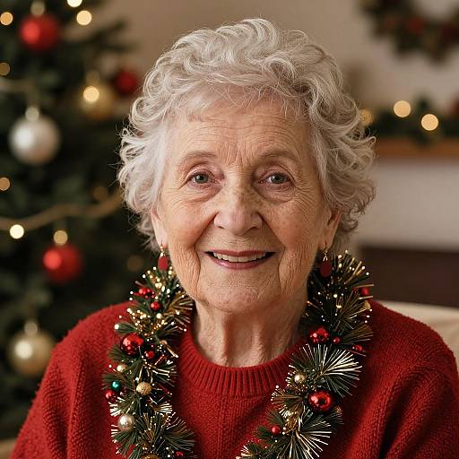Radiant Elderly Woman in Festive Cheer