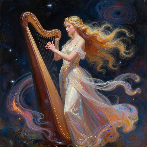 Ethereal Lyre Player in Cosmic Fantasy