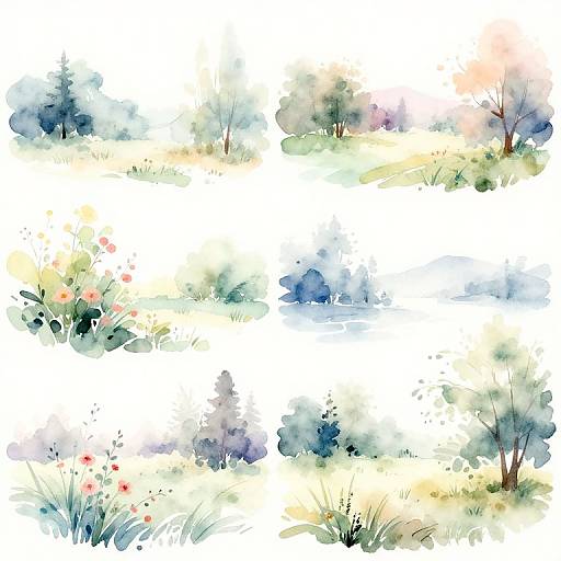 Dreamy Watercolor Nature Sketches