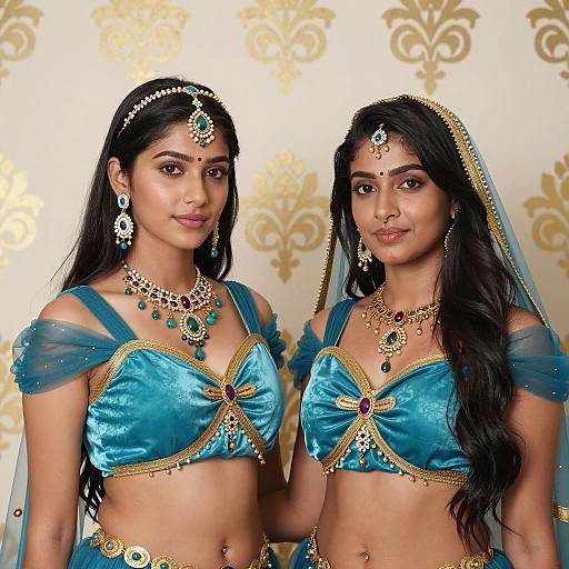 Elegant Jasmine-Inspired Portrait of Two Women