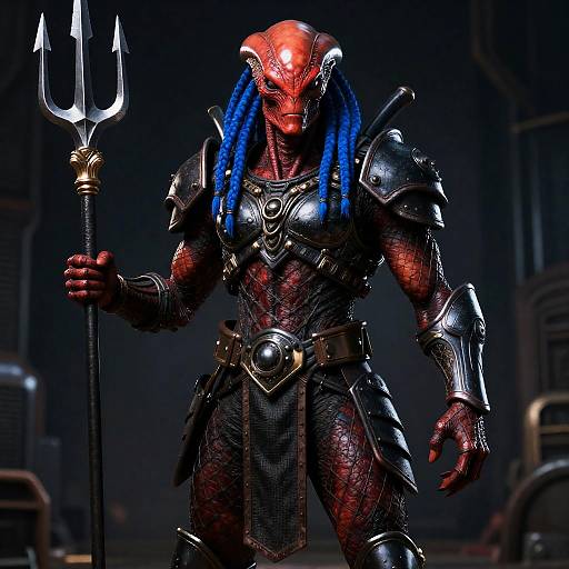 Intense Alien Warrior in Dark Setting