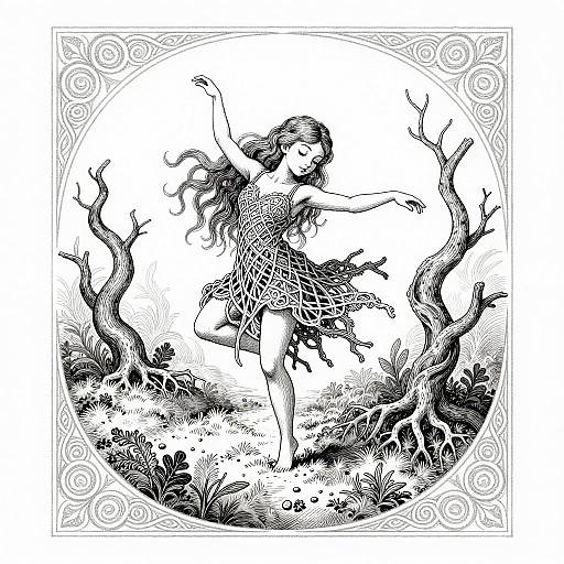 Victorian Dryad Dancing in Peaty Moss