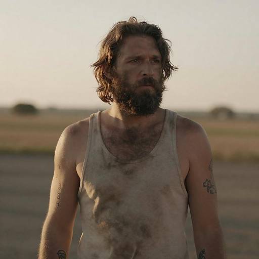 Portrait of a Weathered Man at Sunset