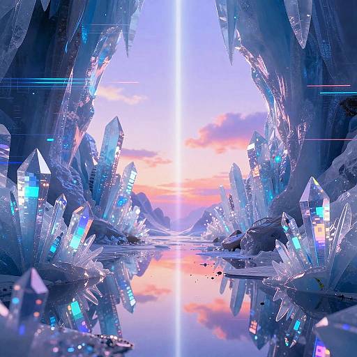 Vibrant Icy Cavern Digital Art