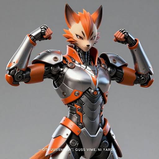 Photo-Realistic Cyborg Kitsune Warrior