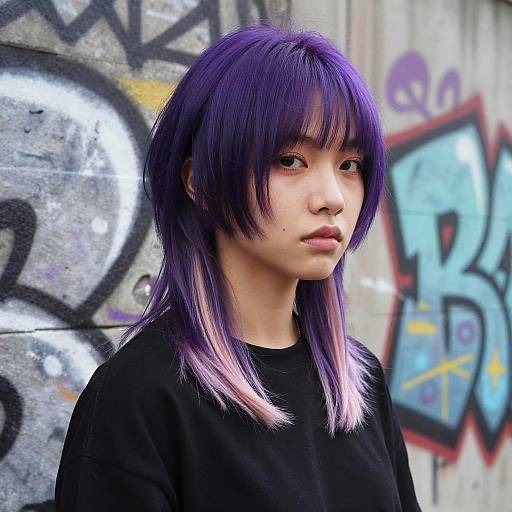 Purple Wolfcut Haircut with Urban Style