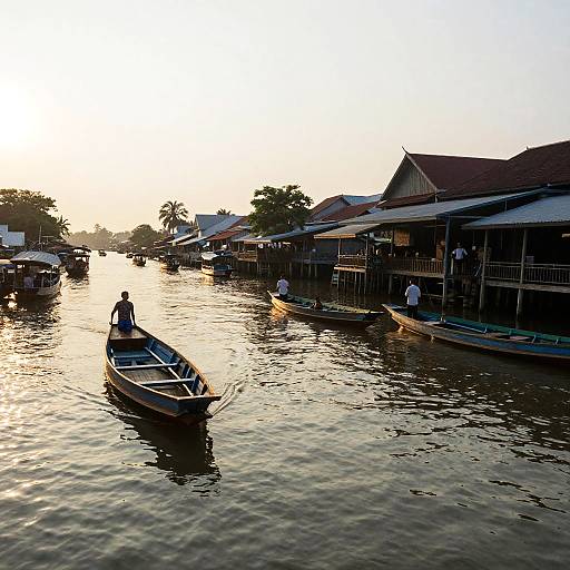 Serene Floating Market at Dawn