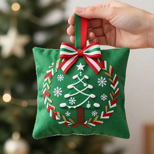 Festive Hand Holding Christmas Ornament