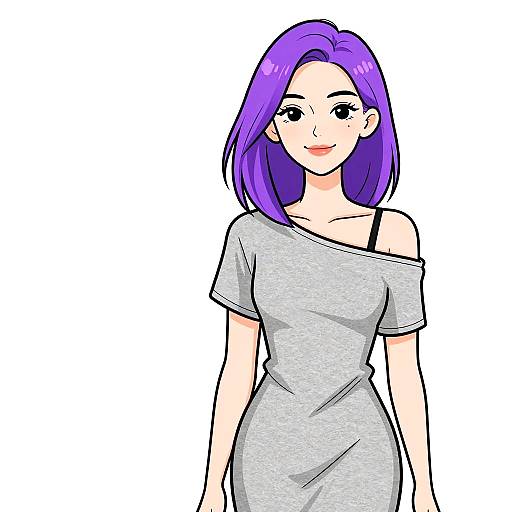 Smiling Woman in Casual Minimalist Dress