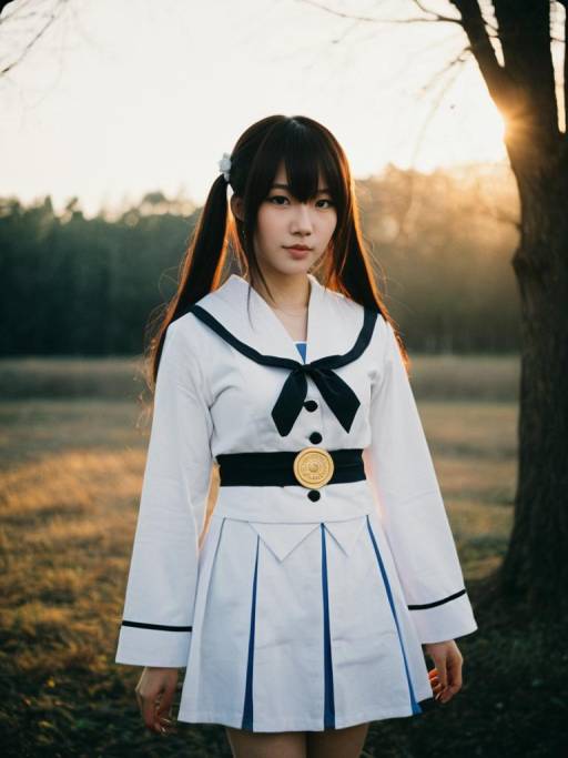 Young Woman in Yuki Tsukumo Cosplay Costume