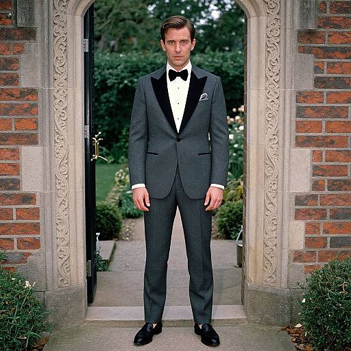 Elegant Man in Historic Garden Setting