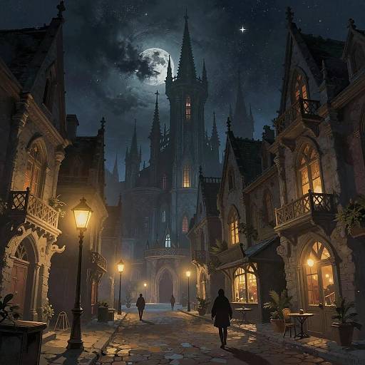 Magical Gothic Nighttime Cityscape