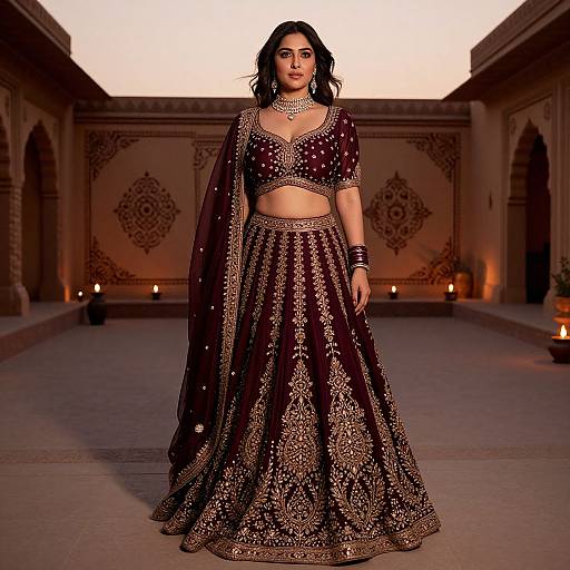 Elegant Woman in Traditional Indian Courtyard