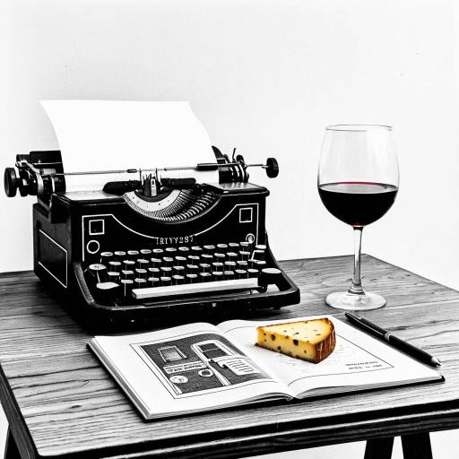 Elegant Still Life: Typewriter and Wine